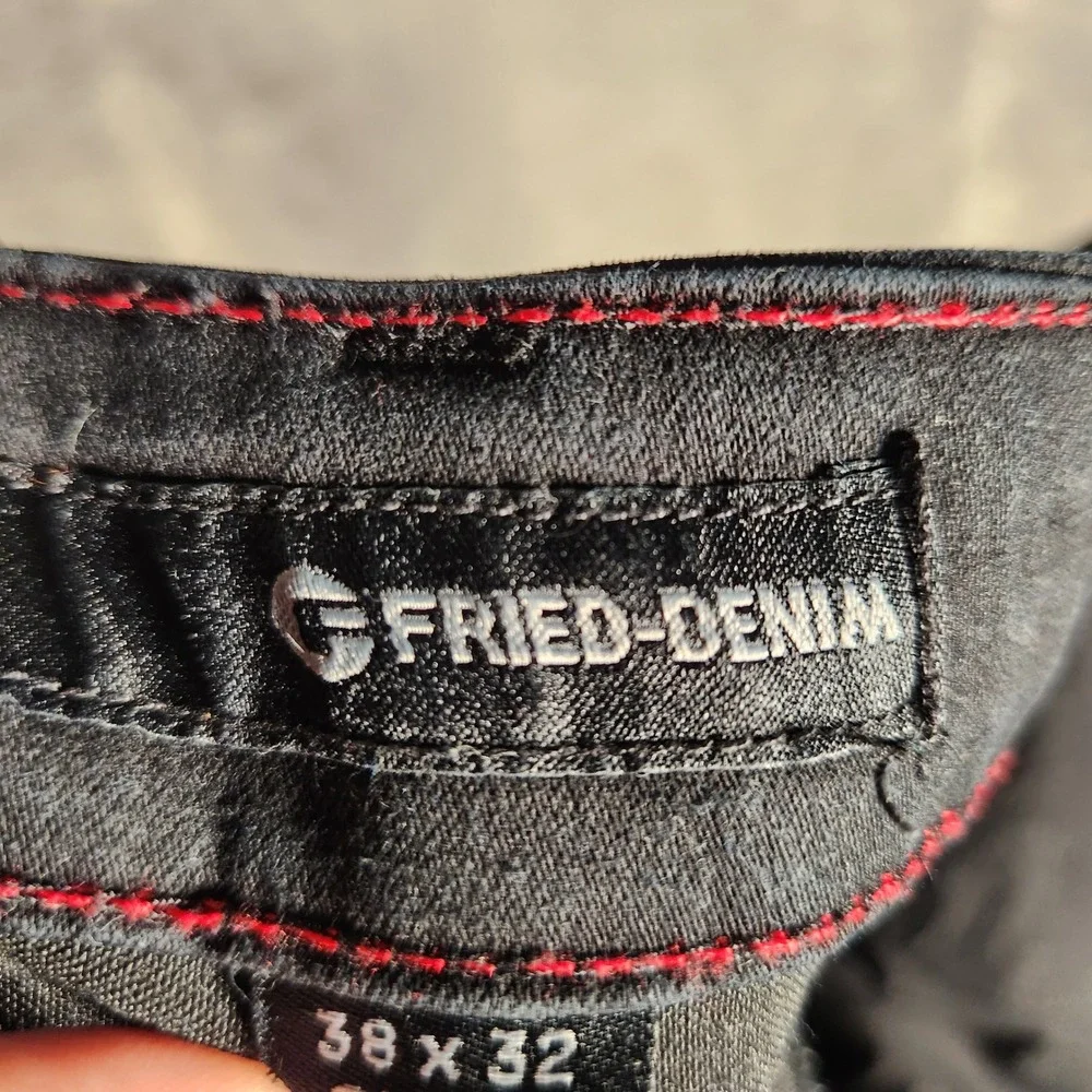 Fried Denim Moto Jeans Mens 38x32‎ Black Excellent Slim Fit Biker Pants